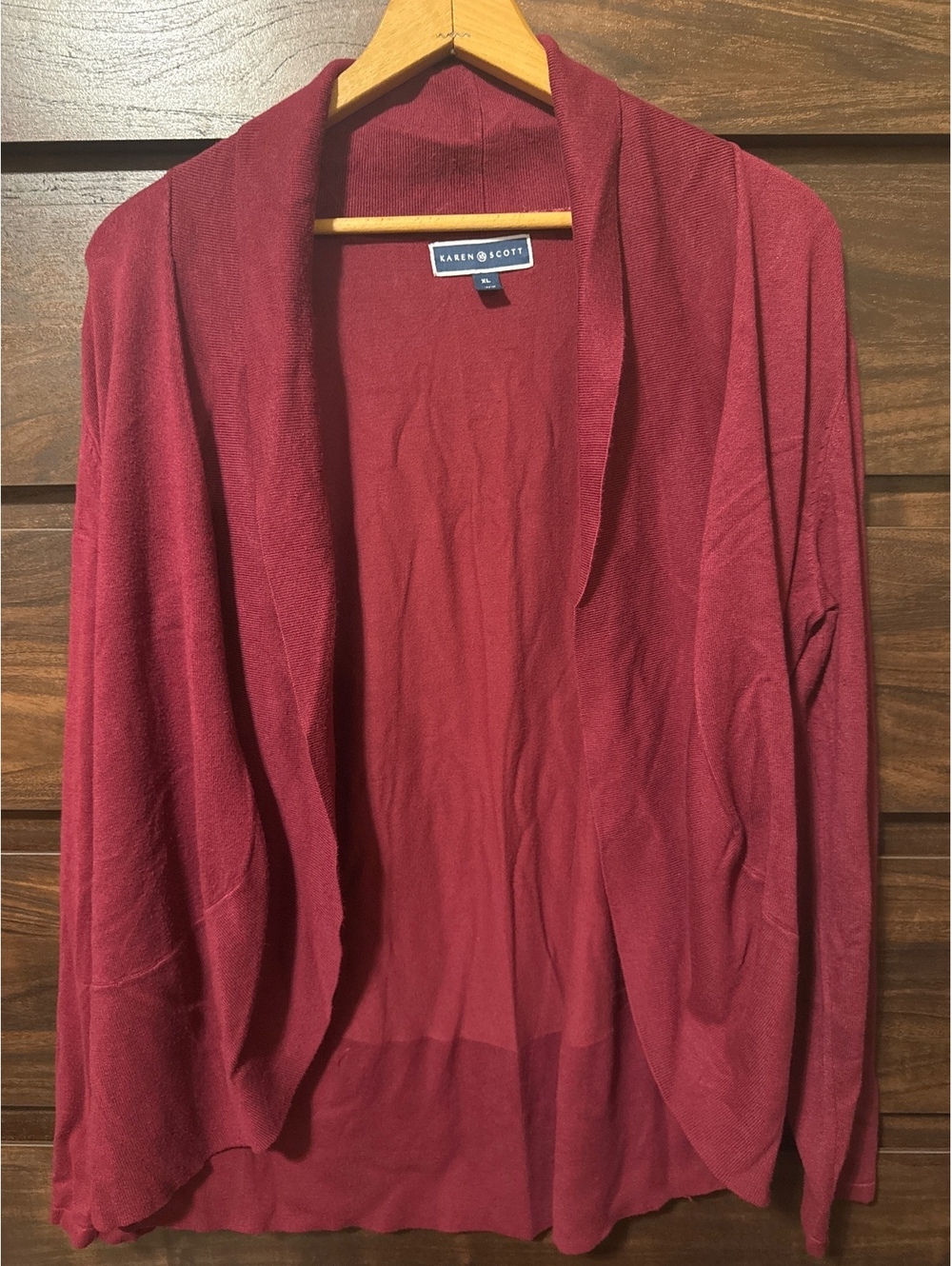 Karen Scott Women's Open Front Cardigan Sweater XL Burgundy